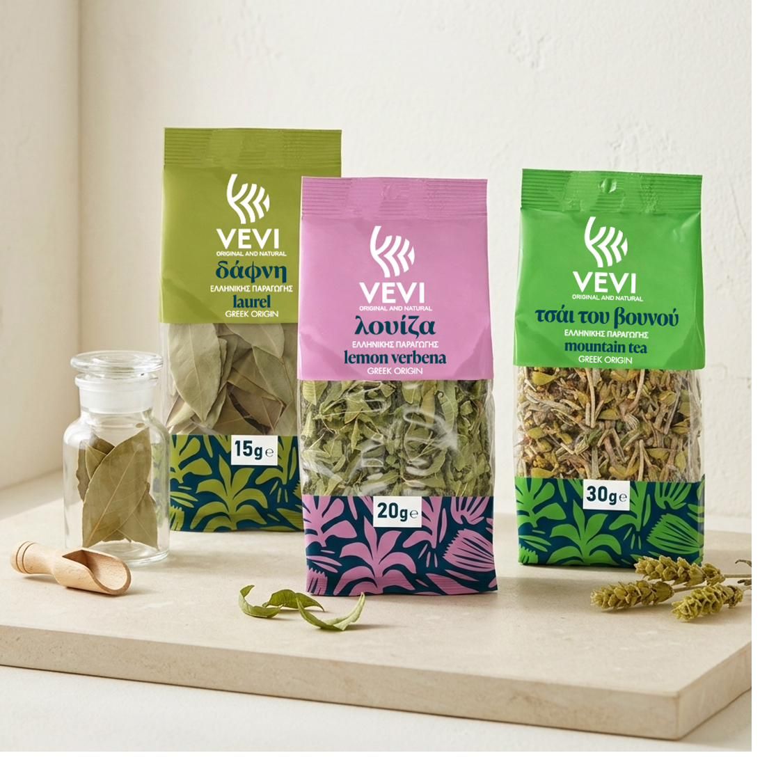 VEVI laurel, lemon verbena and mountain tea sachets